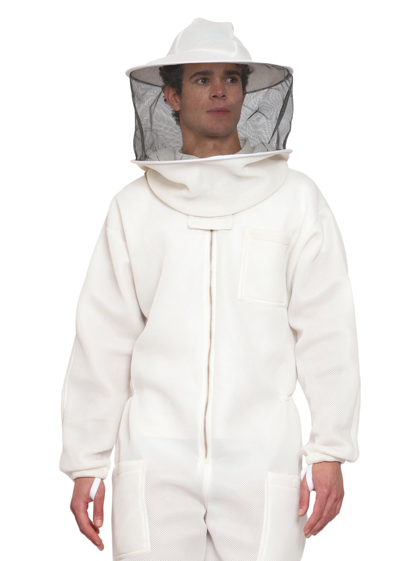 Beeattire Airmesh Ventilated beekeeping Suit White Color with Round Hood