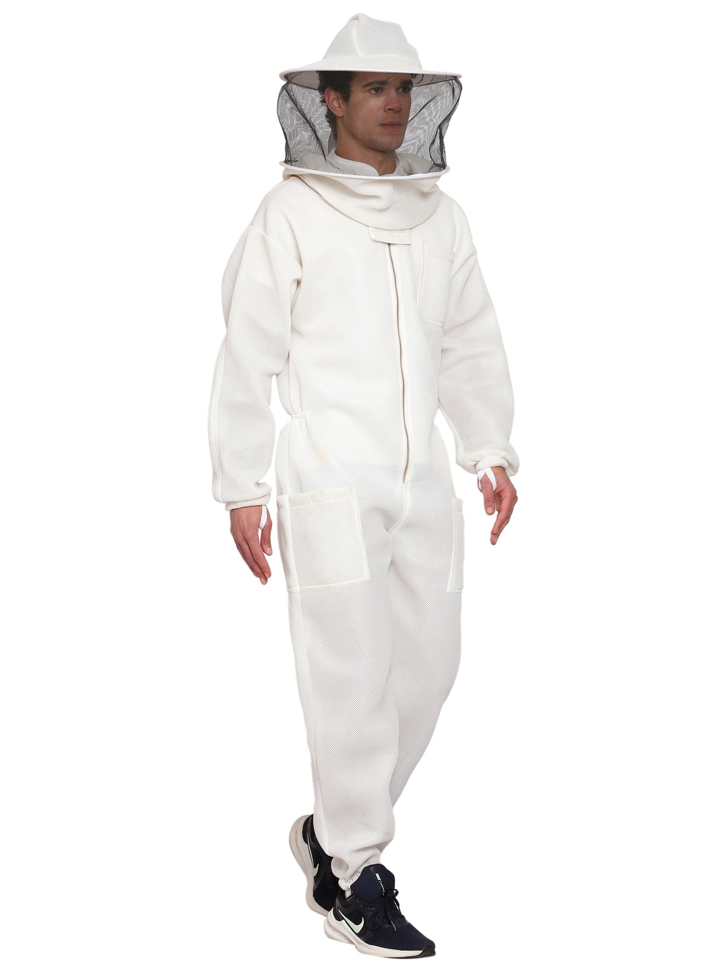 Beeattire Airmesh Ventilated beekeeping Suit White Color with Round Hood For Men