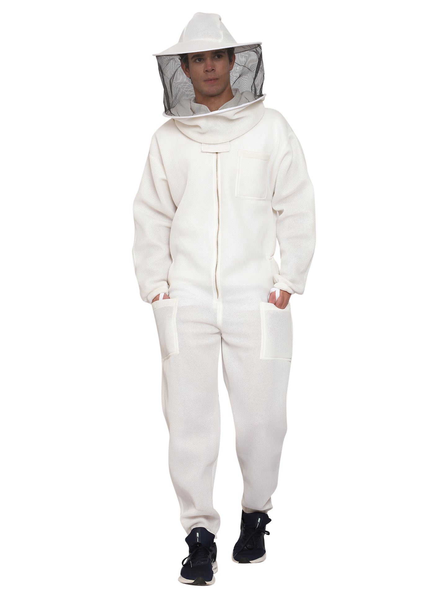 Beeattire Airmesh Ventilated beekeeping Suit White Color with Round Hood