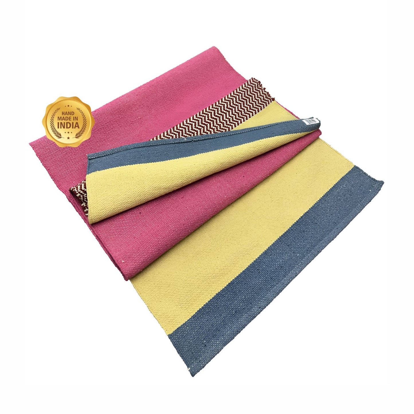 Handwoven 4 mm Cotton Yoga Mat – Desert Dune Stripes, 72″ × 26″ – No Color-Bleed, Eco-Friendly & Naturally Non-Slip
