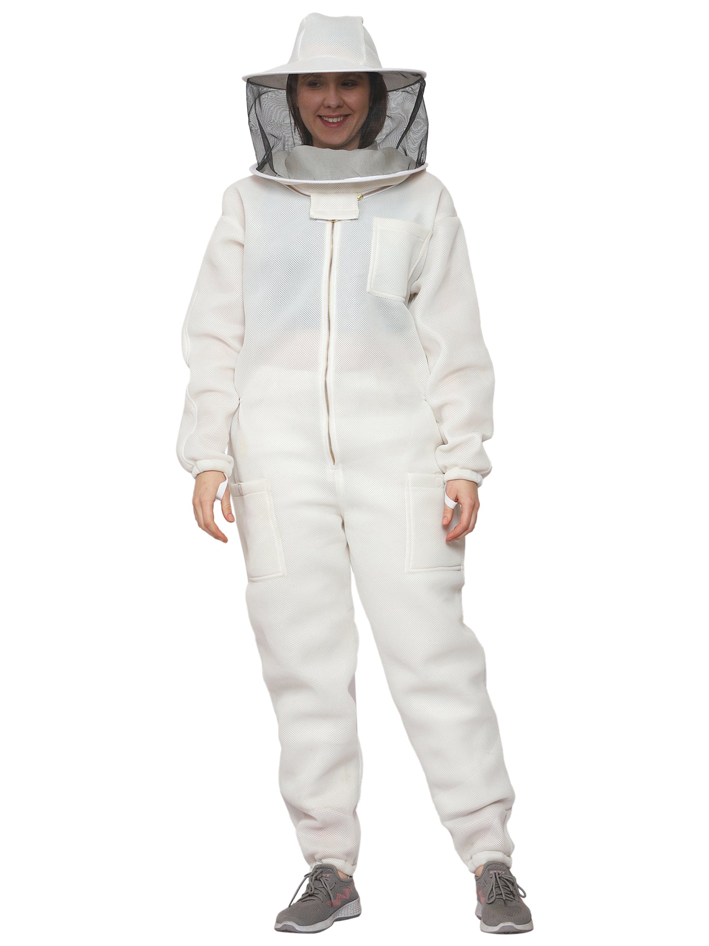 Beeattire Airmesh Ventilated beekeeping Suit White Color with Round Hood