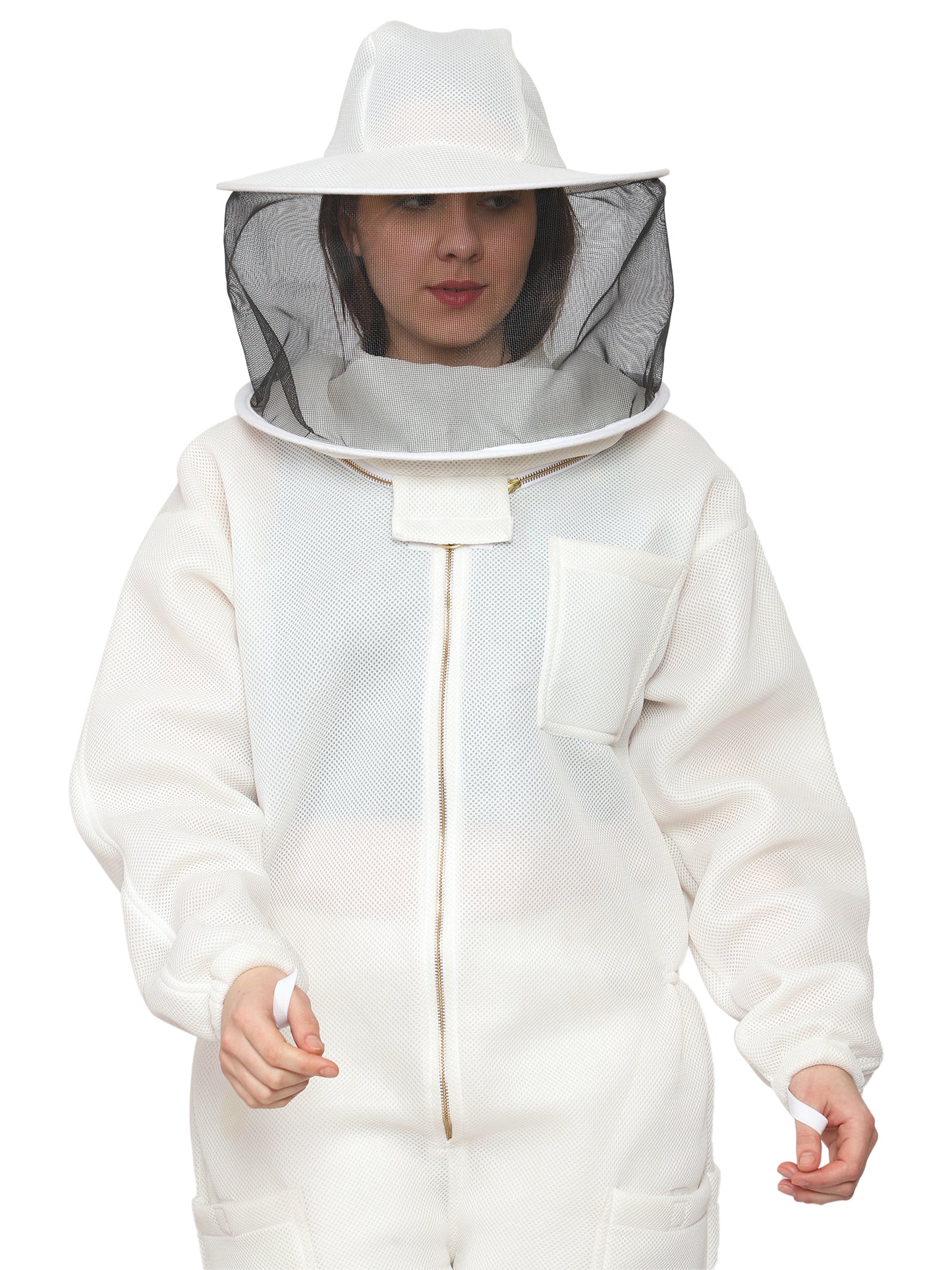 Beeattire Airmesh Ventilated beekeeping Suit White Color with Round Hood