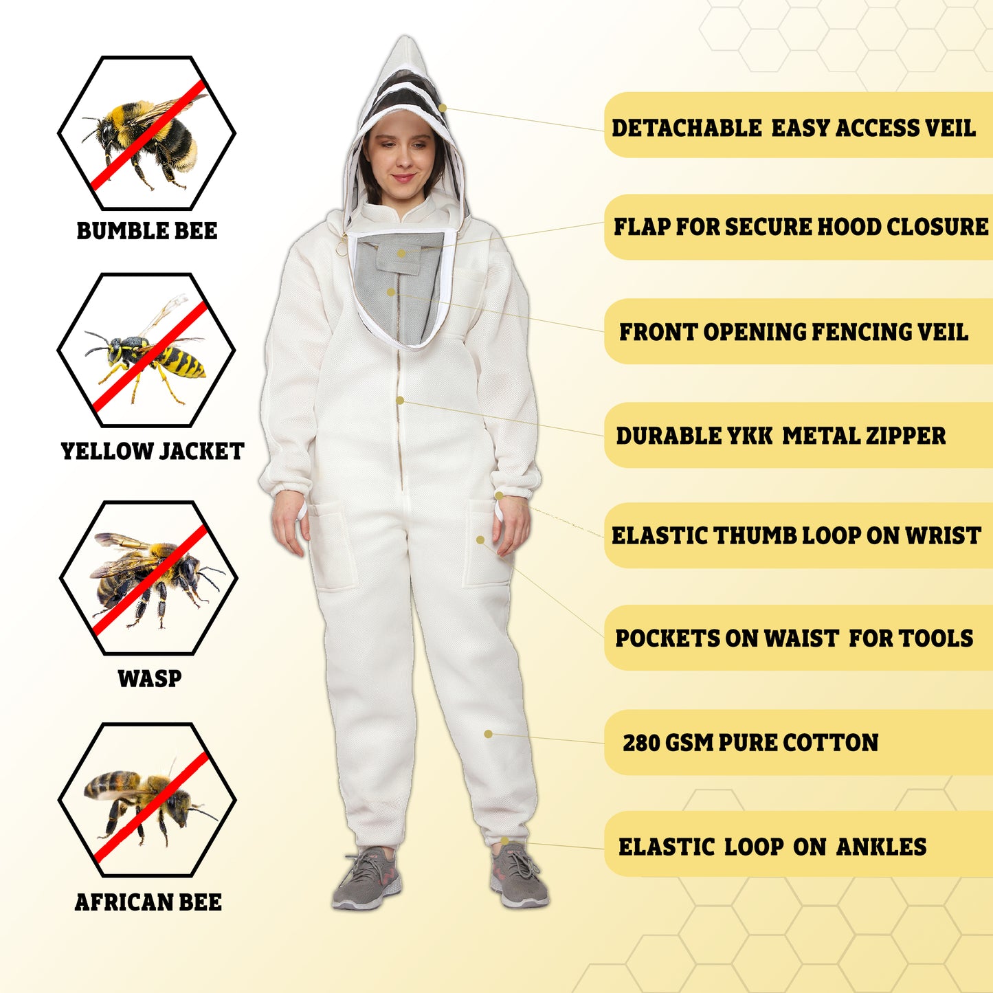 Beeattire Airmesh Bee Suit with Easy Access Veil - Ventilated Bee Suit
