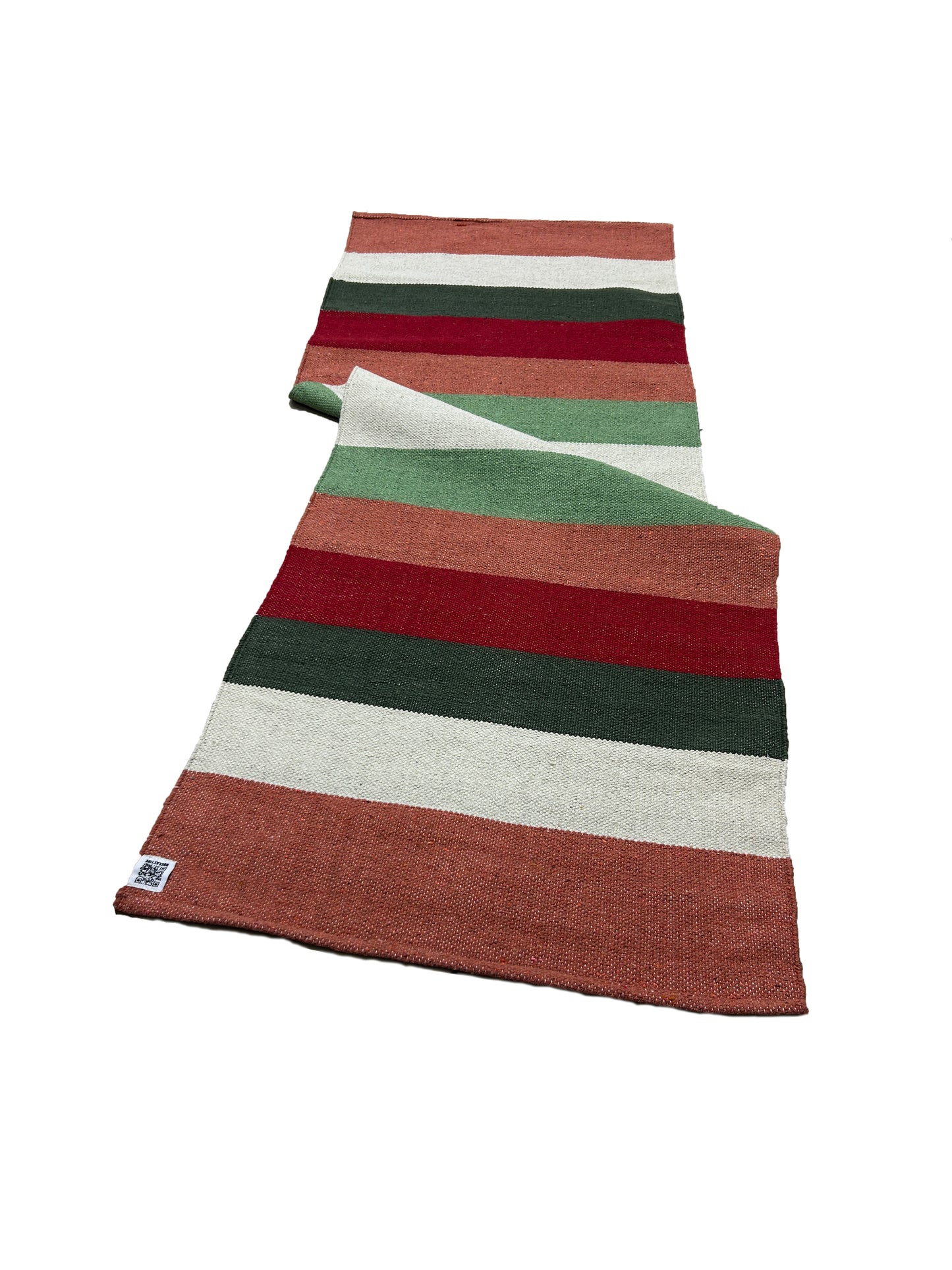 Handwoven 4 mm Cotton Yoga Mat – Sunset Coral Stripes, 72″ × 26″ – No Color-Bleed, Eco-Friendly & Naturally Non-Slip