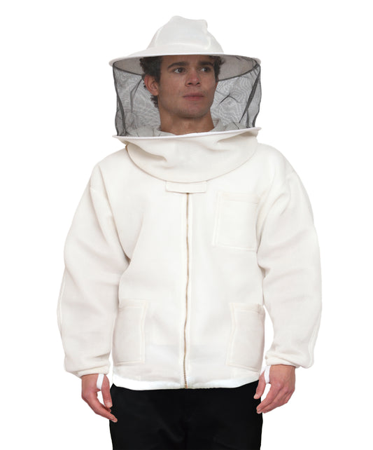 Beeattire Airmesh Bee Jacket Round Hood Ventilated Bee Jacket 3D Mesh Beekeeper Jacket White