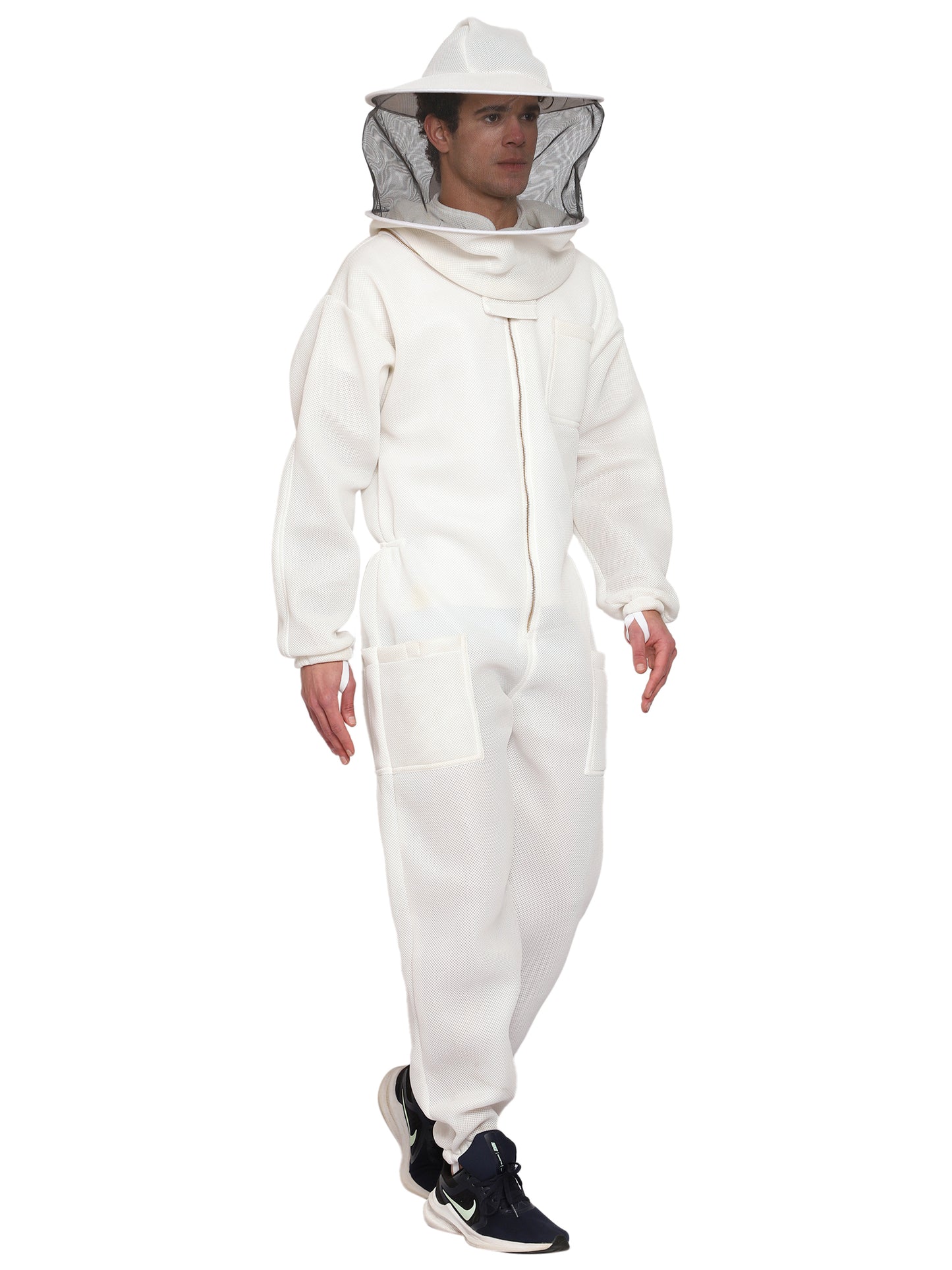 Beeattire Airmesh Ventilated beekeeping Suit White Color with Round Hood