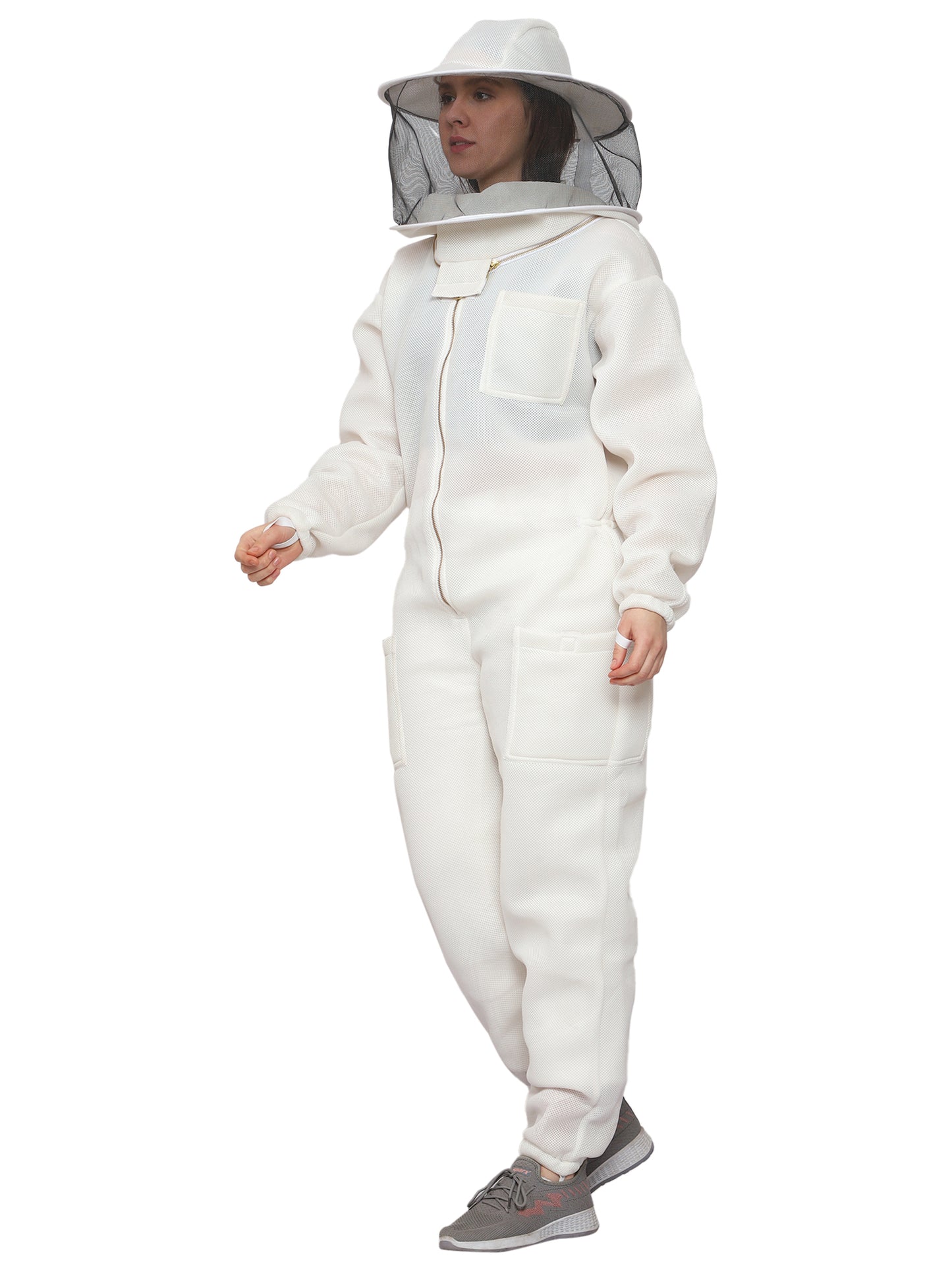 Beeattire Airmesh Ventilated beekeeping Suit White Color with Round Hood