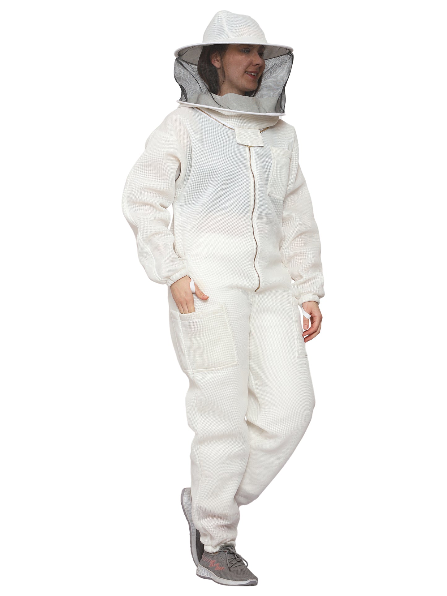 Beeattire Airmesh Ventilated beekeeping Suit White Color with Round Hood