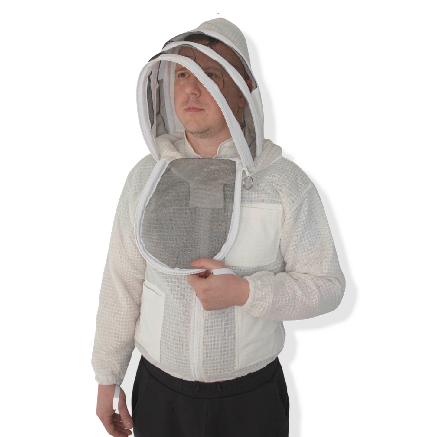 BEEATTIRE Ventilated Bee Jacket - 3 Layer mesh Body Comfort - Sting Less Protection with Easy Access Veil YKK Zippers