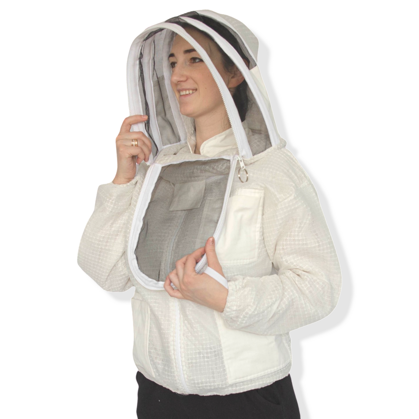 BEEATTIRE Ventilated Bee Jacket - 3 Layer mesh Body Comfort - Sting Less Protection with Easy Access Veil YKK Zippers