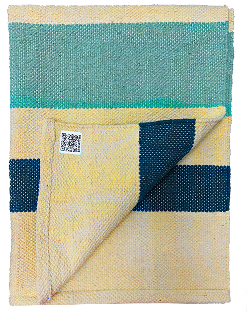 Handwoven 4 mm Cotton Yoga Mat – Forest Fern Stripes, 72″ × 26″ – No Color-Bleed, Eco-Friendly & Naturally Non-Slip