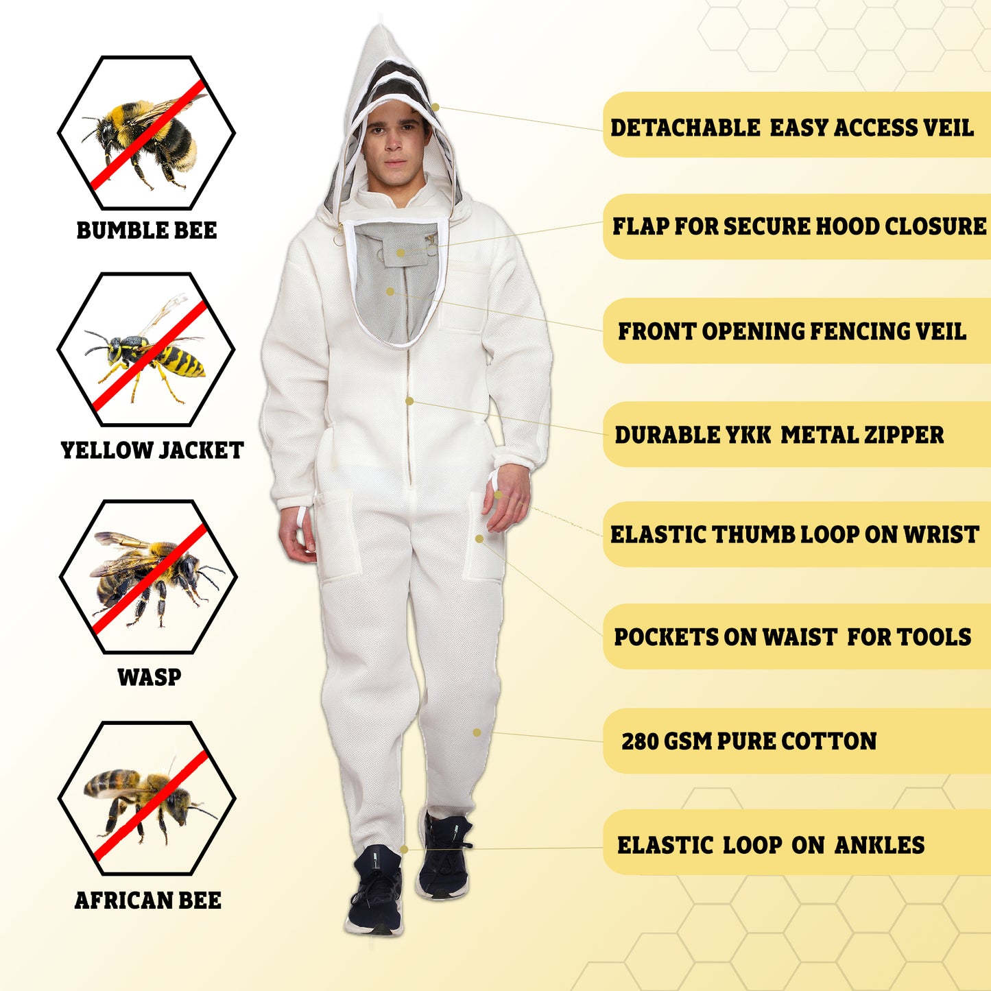 Beeattire Airmesh Bee Suit with Easy Access Veil - Ventilated Bee Suit