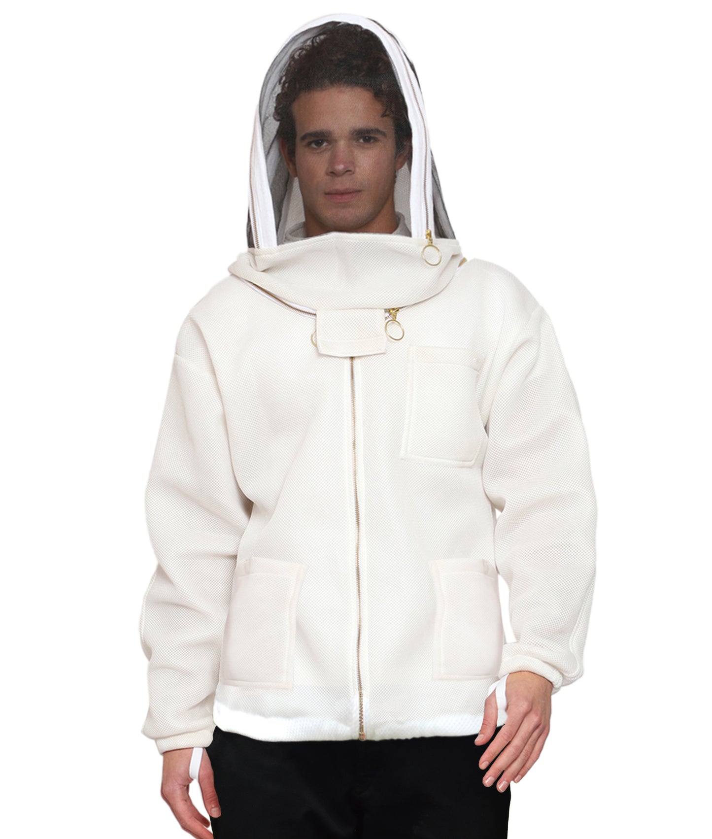 Beeattire Airmesh Bee Jacket Ventilated Bee Jacket 3D Mesh Beekeeper Jacket White Color with Veil