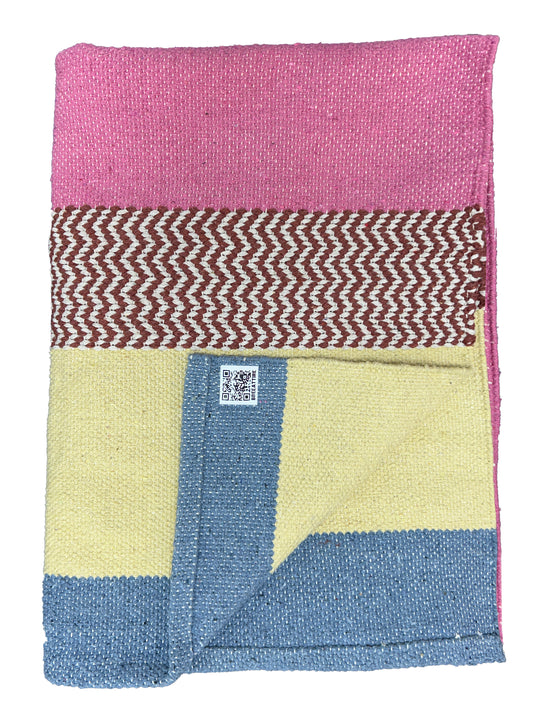 Handwoven 4 mm Cotton Yoga Mat – Desert Dune Stripes, 72″ × 26″ – No Color-Bleed, Eco-Friendly & Naturally Non-Slip
